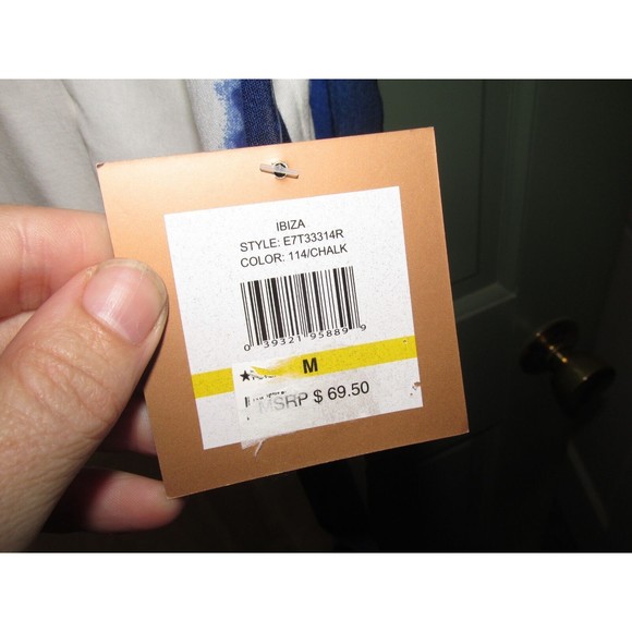 Ellen Tracy Women's White & Blue Short Sleeve Pullover Blouse Size M - Picture 7 of 7